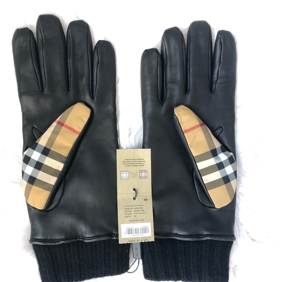 Burberry Vintage Check & Leather Gloves - Picture 3 of 7